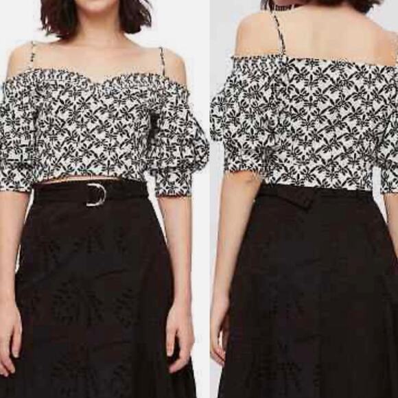NWT Diane von Furstenberg DVF Margaret Cold Shoulder Crop Top Size 10 - Picture 10 of 10